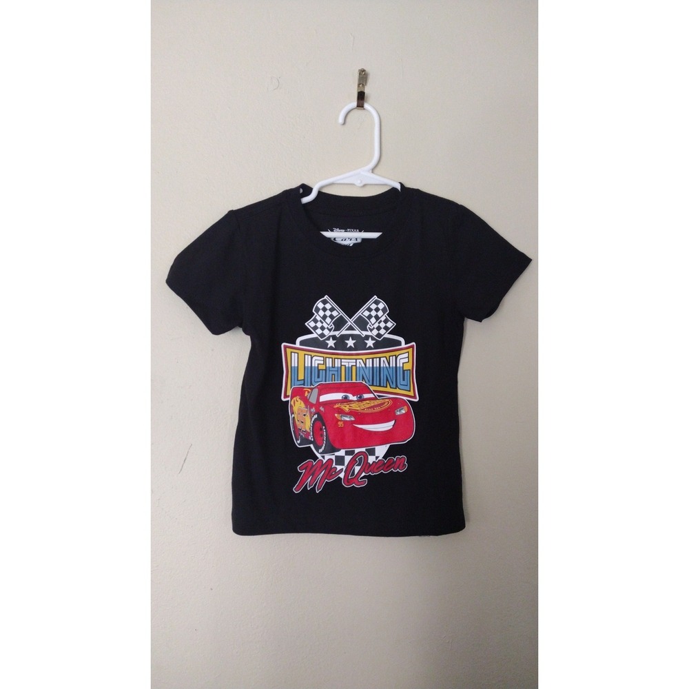 Disney Pixar Cars Lightning McQueen Black Graphic T-Shirt Boys Size 3T Racing